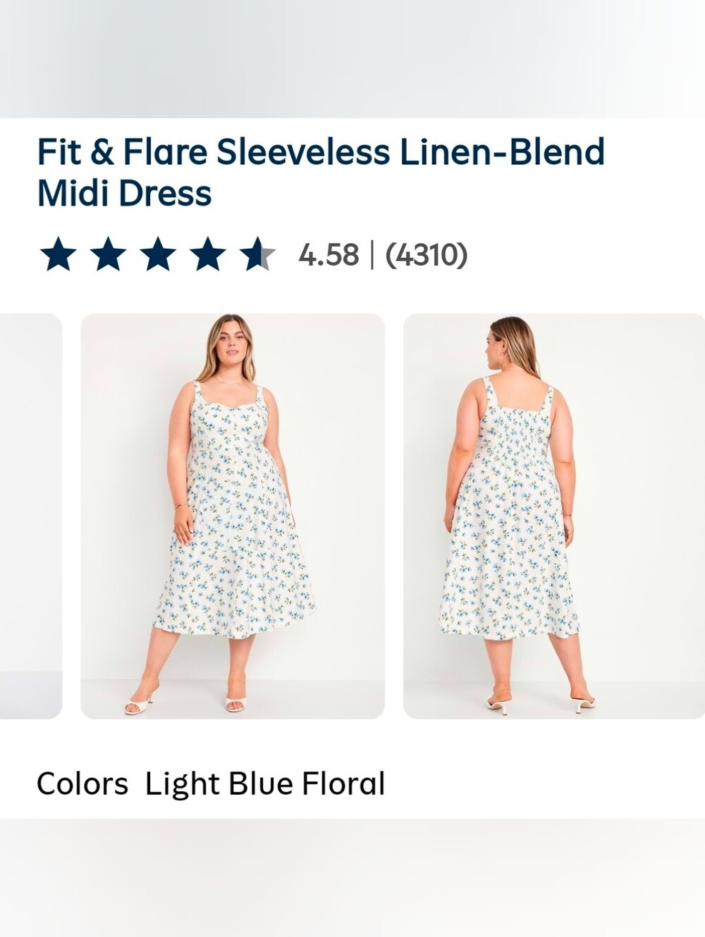 Old Navy White Midi Dress with Blue Floral Print - NWOT